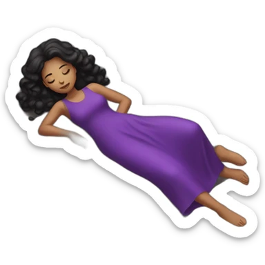 a black hair girl laying back on stone with purple dress sticker