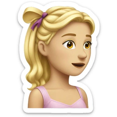 blonde girl standing backwards with a bow on her head sticker