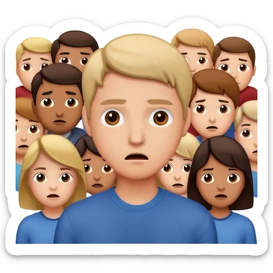 a person feeling nervous in a crowd sticker