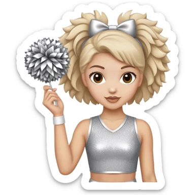 Cheerleader with Pom Pom’s wearing all silver and glitter sticker