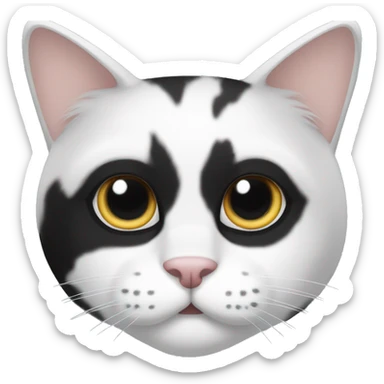 half Black and half white long hair cat with black spot on muzzle sticker