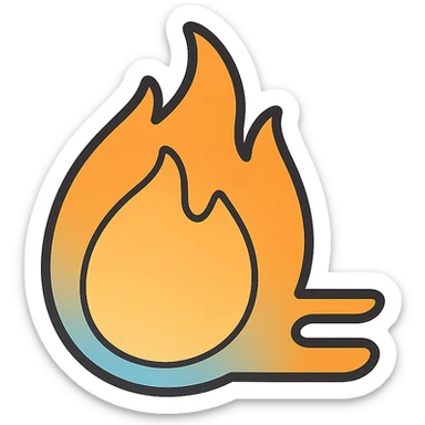 fire streak emoji, flat style, blue to orange gradient, no face, simple and modern, like a streak button, matching reference image sticker