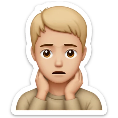 Person grabbing their neck and sad sticker