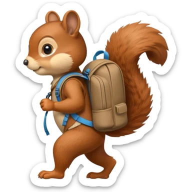 a squirrel walking with a backpack
 sticker