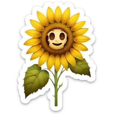 half-and-half emoji, one side healthy sunflower, other side wilting, dying flower, contrast between life and decay sticker