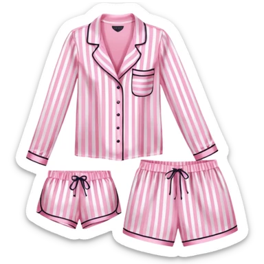 Striped pink and white silk Victoria’s Secret pajama set sticker