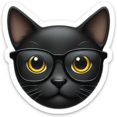 Black cat wirh glasses sticker