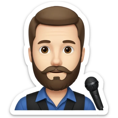 The weeked – beard, late 30s, holding microphone sticker