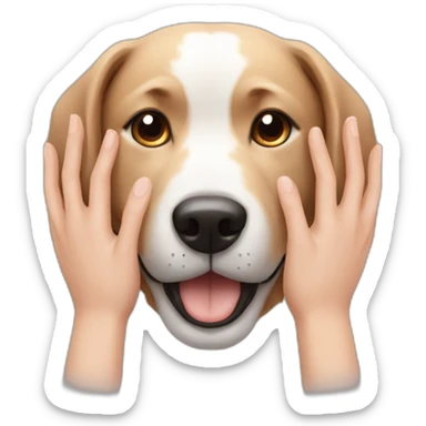 dog head massage with human hands sticker