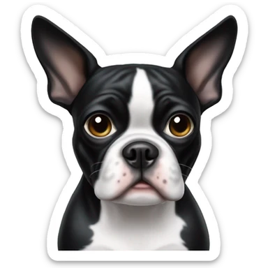 Boston terrier with mostly white face  sticker