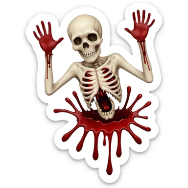 3D rotting corpse jumping in the air. In the style of your bloody skull art. More blood sticker