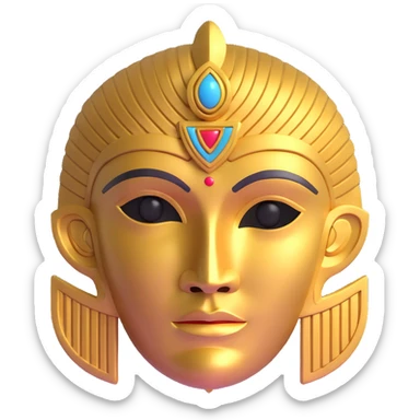 golden Anunnaki mask, slightly smiling expression sticker