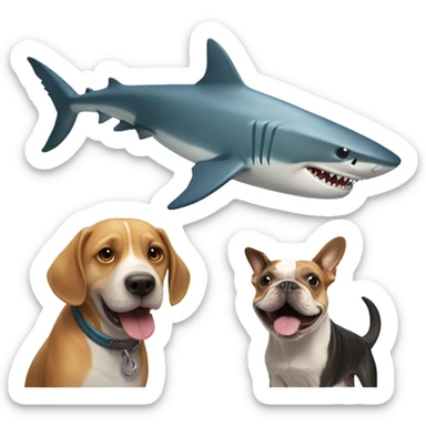 a shark meet a dog sticker
