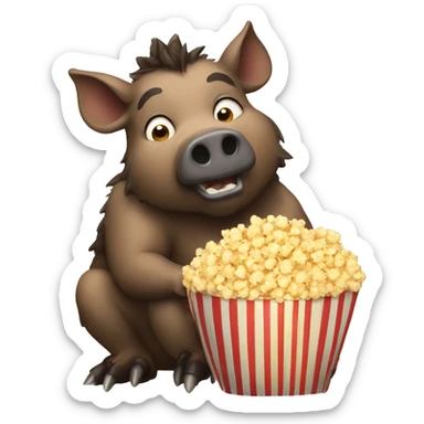 boar with popcorn sticker