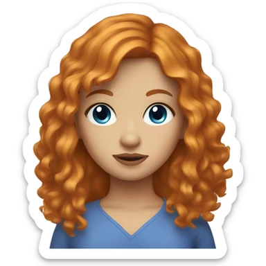 girl with ginger hair and curtain bangs with blue eyes  sticker