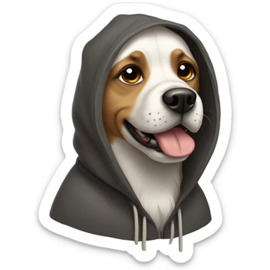 Dog wearing a hoodi sticker