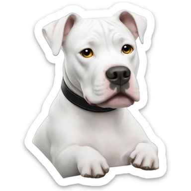 White pitbull with black spot driving a car  sticker