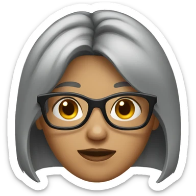 A gray blunt hair girl with glasses.  sticker