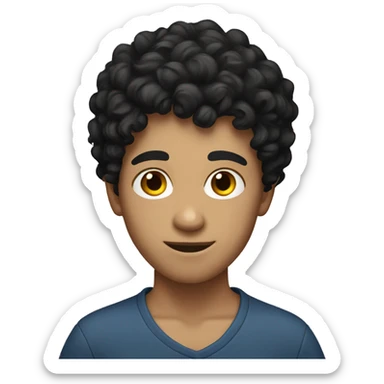 caucasian boy with black curly hair sticker
