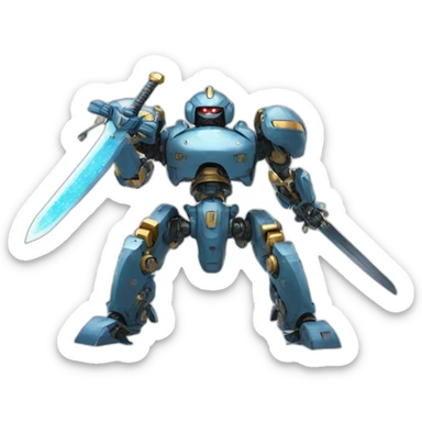 Japanese battle robot with massive sword, high resolution, HD, 300dp sticker