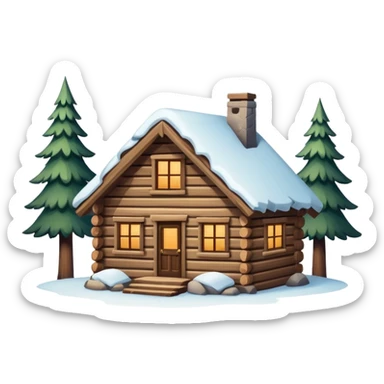 Snowy little cabin mountain woods sticker