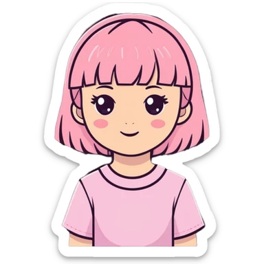 The most beautiful and how and stunning little brown eyed girlie with bangs wearing pink with sparkles everywhere  sticker