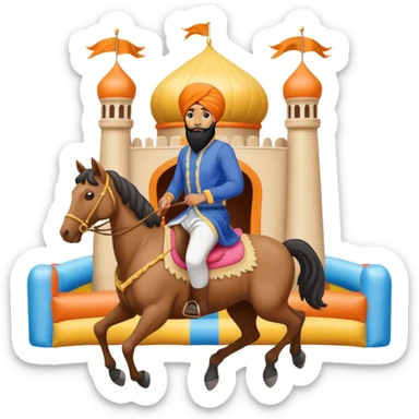 Sikh riding a horse jumping castle sticker