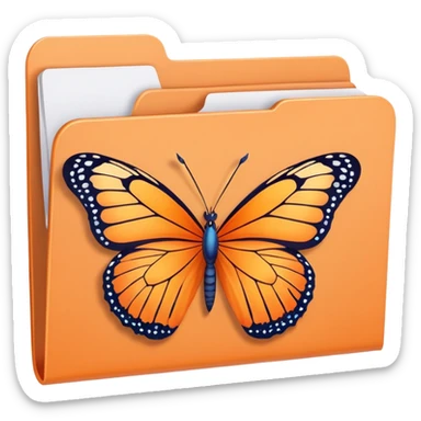 pastel orange file folder with butterfly on the cover  sticker