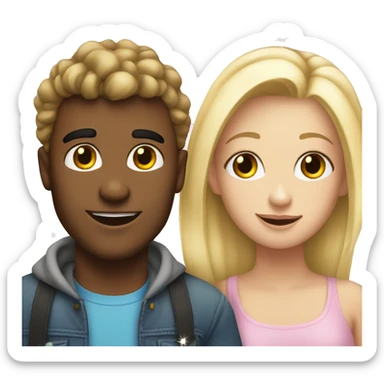 Guy and blonde girl bestie with sparkles sticker