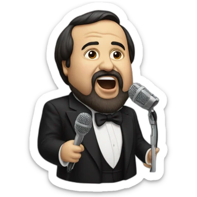 Hyperrealist pavarotti singing sticker