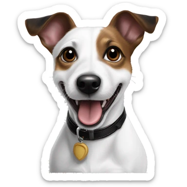  White black pointy ears Jack Russel cross breed tongue out sticker