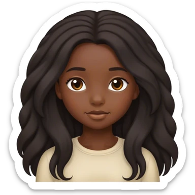 Black cute girl with long 4c hair sticker