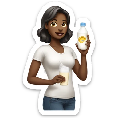 Femme avec une bouteille de lait dans la main sticker