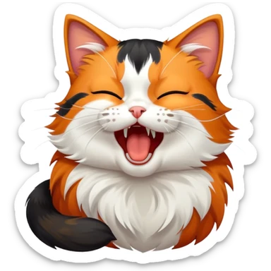 sleepy calico cat yawning sticker