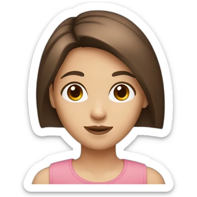 girl with brown straight hair brown eyes and fair skin sticker