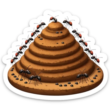 Ant hill with ants swarming it sticker