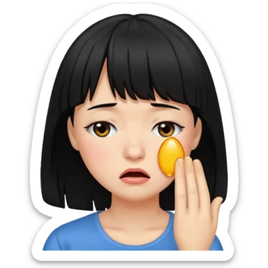 Mulher cabelo preto de franja chorando sticker