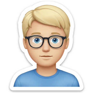 white boy with blonde hair blue eyes and glasses pooping sticker
