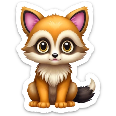 Adorable colorful baby edgy animal-hybrid full body, big Eyes sticker
