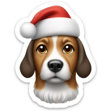 Dog wearing a Christmas hat sticker