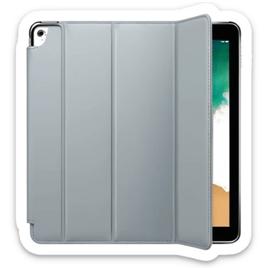 Closed forward facing Light grey trifold iPad cover. Plain no emojis or faces on the cover
 sticker