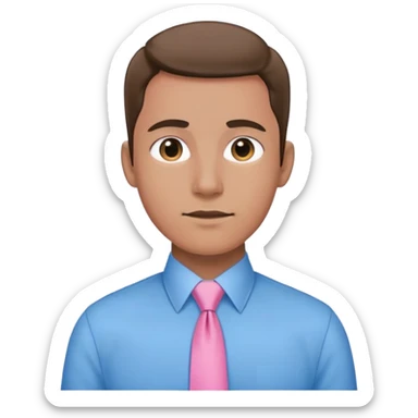 blue shirt and a pink tie sticker