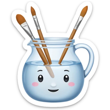 Water jar for brushes sticker