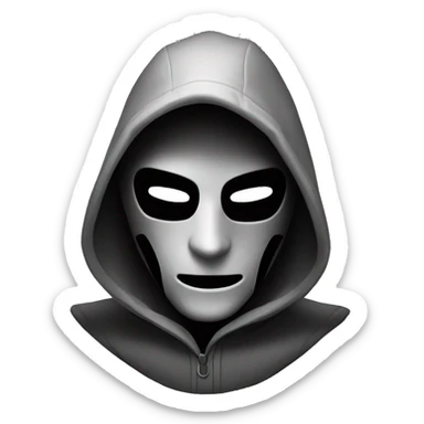 grayscale black mysterious masked hooded man sticker