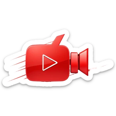 red YouTube play button logo with speed lines sticker