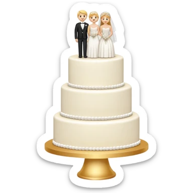 white wedding cake with bride and groom toppers and sparkle effect sticker