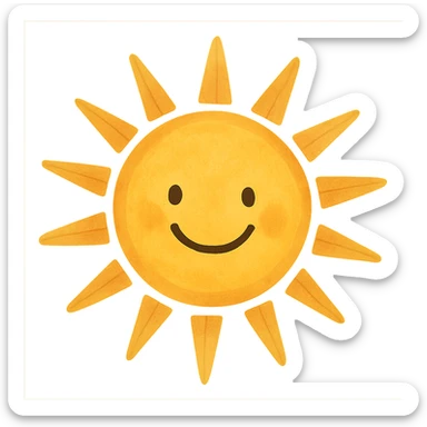 smiling sun with rays, general style, bright and warm sticker