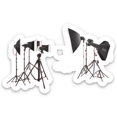 pink photography studio set with lights sticker