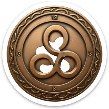 A mora coin with a triskelion on it  sticker