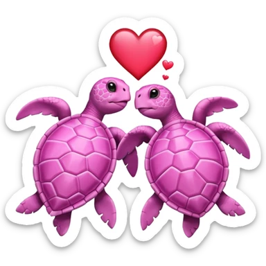 Pink Sea turtles with heart sticker